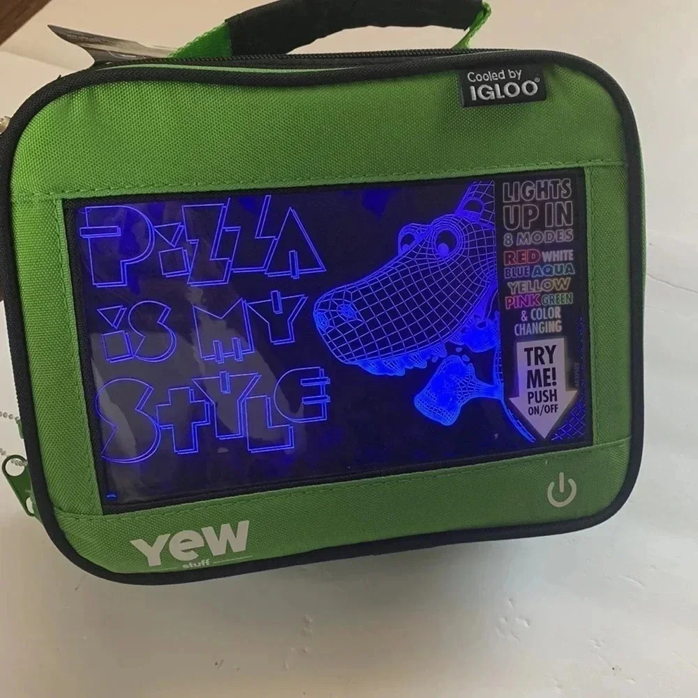 Yew Igloo Insulated Square Cooler Lunch Bag Light Up Dinosaurs New